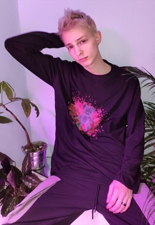DROP SHOULDER TEDDY CARTOON OVERSIZE LONG T-SHIRT ANIME TOP