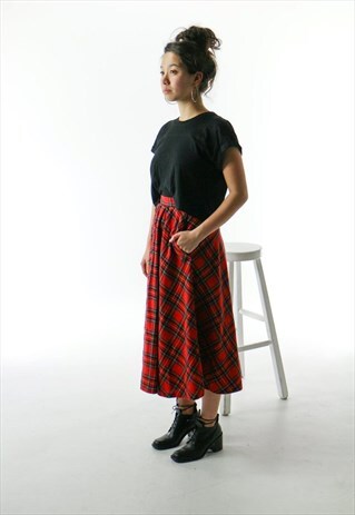WARM A-LINE SKIRT / RED PLAID FALL SKIRT
