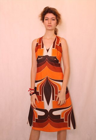 70S PSYCHEDELIC FESTIVAL SLEEVELESS DRESS