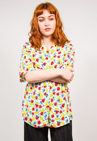 VINTAGE 90'S BRIGHT MULTICOLOUR FLORAL SHIRT