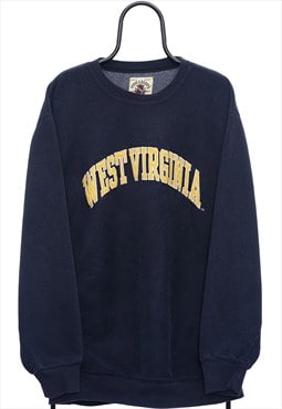 Vintage West Virginia Spellout Navy Sweatshirt Womens