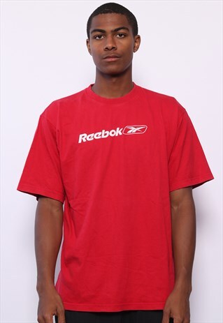 VINTAGE REEBOK BIG LOGO SPELLOUT T-SHIRT RED