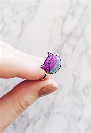 GOLD KITTY CAT GALAXY RING