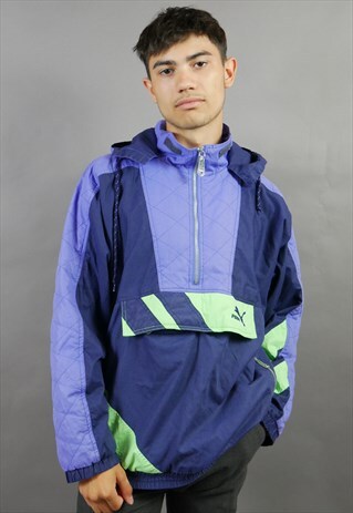 PURPLE & GREEN PUMA 1/4 ZIP WINDBREAKER JACKET