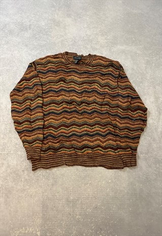 VINTAGE KNITTED JUMPER ABSTRACT PATTERNED KNIT SWEATER