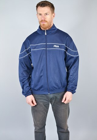 VINTAGE FILA NAVY BLUE TRACK TOP JACKET