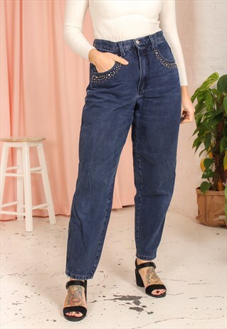 VINTAGE 90S MOM JEANS WITH STUD DETAILING