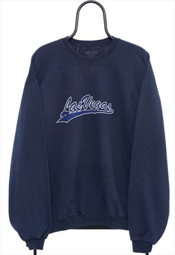 Vintage Las Vegas Graphic Navy Sweatshirt Mens