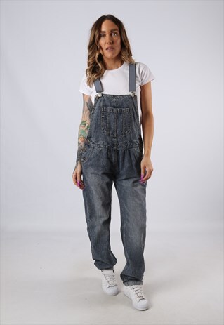 VINTAGE DENIM DUNGAREES BICH REWORKED UK 12 MEDIUM (ACT)