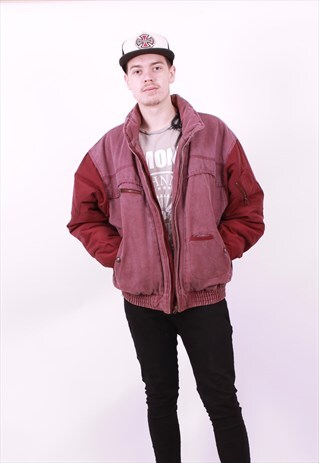 VINTAGE 80'S HEAVY PADDED BOMBER JACKET SIZE MEDIUM UNISEX