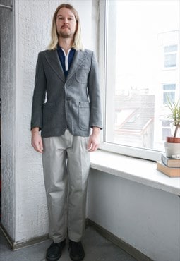 Vintage Grey Wool Blazer Jacket