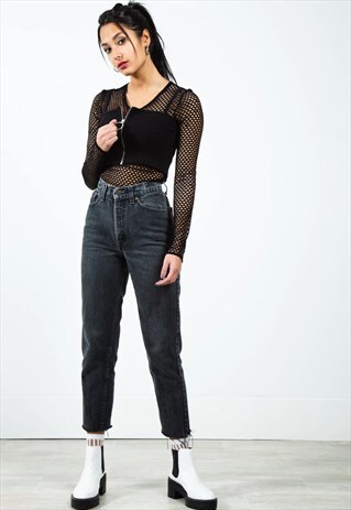 VINTAGE 80S LEVI'S FRAYED HEM MOM JEANS / 0198