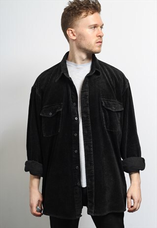 VINTAGE CORDUROY CORD SHIRT BLACK