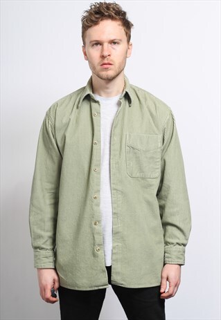 VINTAGE CORDUROY CORD SHIRT GREEN
