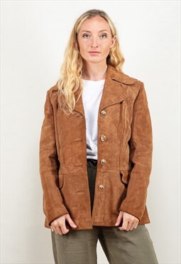 Vintage 70s Suede Jacket in Brown