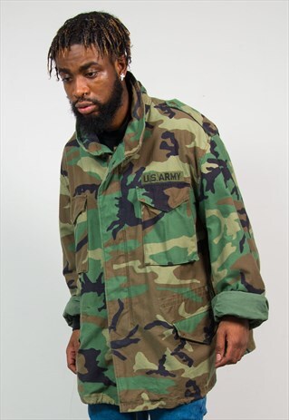 VINTAGE GREEN US ARMY M65 CAMOUFLAGE COAT