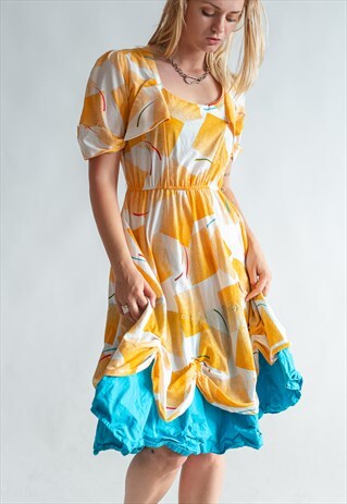 VINTAGE 80S FUNKY PLEATED CAKE DRESS