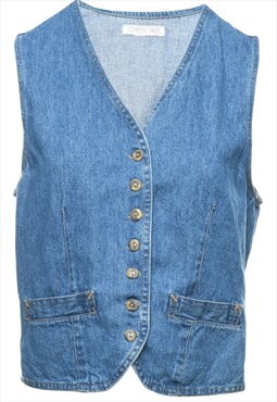 Vintage Light Wash Denim Jacket Vest - M
