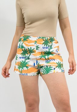 Vintage 90s summer shorts in printed palm trees