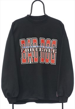 Vintage Bad Dog Football Graphic Black Sweatshirt Mens