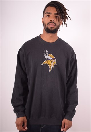 NFL MENS VINTAGE SWEATSHIRT JUMPER XL BLACK 90S