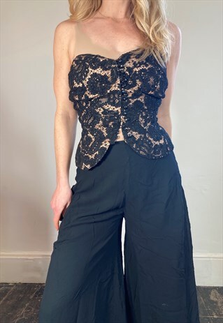 Beautiful 50s Corded Lace Corset Top with Beads REVIVAL