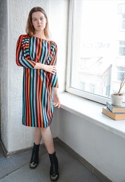 Vintage Multicolour Striped Dress