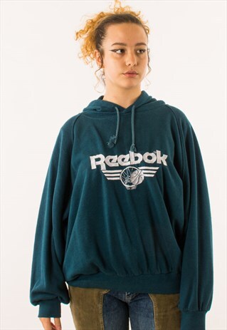 VINTAGE 90S NAVY REEBOK HOODIE PULLOVER