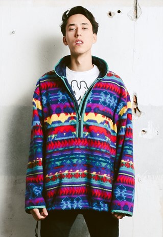 VINTAGE 90S PERUVIAN PATTERNED FLEECE JACKET