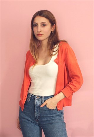 ORANGE Y2K CUTESY CARDI