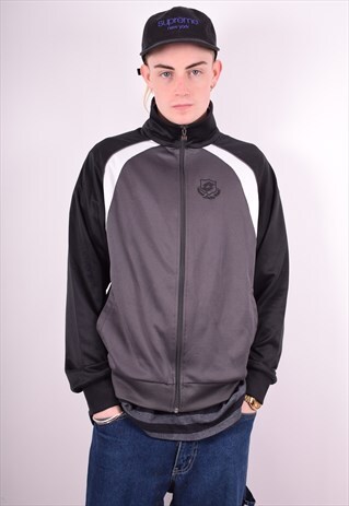 LOTTO MENS VINTAGE TRACKSUIT TOP JACKET LARGE GREY 90'S