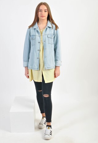 VINTAGE MAXI DENIM JACKET IN LIGHT BLUE