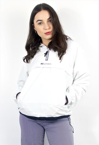 90'S RETRO WHITE PULLOVER SPELL-OUT JACKET