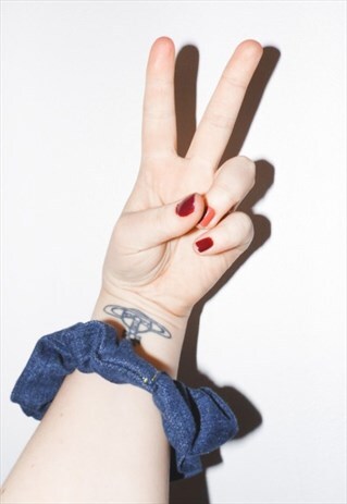 SCRUNCHIE DENIM REWORKED UP CYCLE ONE SIZE 80S 90S 00S Y2K