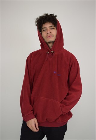 VINTAGE 90'S RED CHAMPION HOODED FLEECE