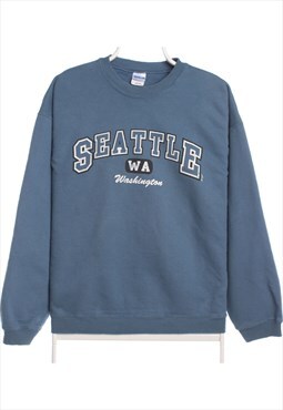 Vintage 90's Glidan Sweatshirt Seattle State Crewneck Blue M