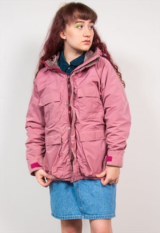 LL BEAN VINTAGE 90'S DUSTY PINK PARKA COAT