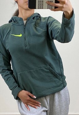Cute Nike Y2k Hoodie Green Quarter Zip Up With Swoosh Logo