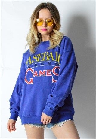 VINTAGE 90S PURPLE BASEBALL SWEATSHIRT