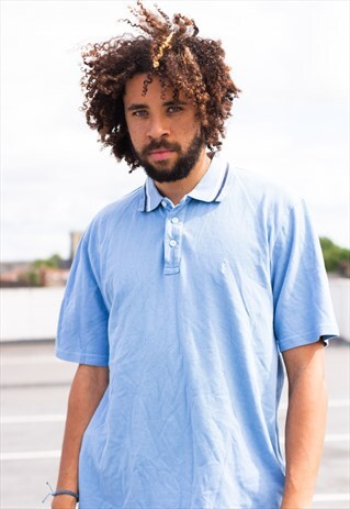 VINTAGE 90'S YVES SAINT LAURENT POLO SHIRT IN NAVY BLUE
