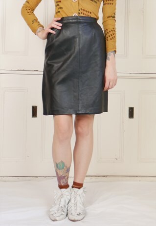VINTAGE 80S LEATHER PENCIL SKIRT