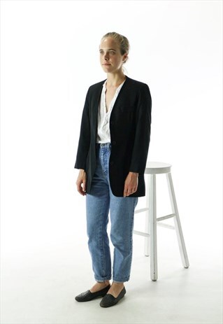VINTAGE LONG SLEEVE BLAZER / BLACK LONG VEST