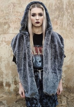 Python fleece sleeveless jacket handmade hood snake vest 