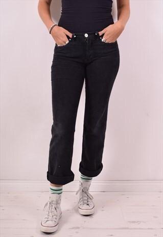 VERSACE WOMENS VINTAGE CORDUROY JEANS W30 L29 BLACK 90S