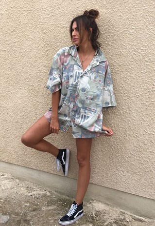 PATTERNED OVERSIZED RETRO VINTAGE UNISEX FESTIVAL SHIRT