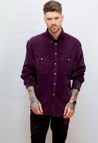 1990'S VINTAGE CORD SHIRT IN PURPLE