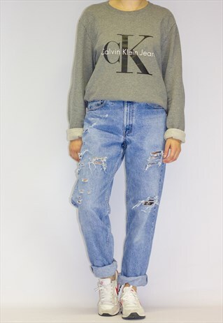 VINTAGE 80'S CUSTOM DISTRESSED HIGH WAIST LEVI JEANS