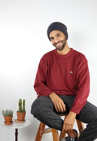 VINTAGE LACOSTE JUMPER WOOL CHRISTMAS SWEATER RED MEN