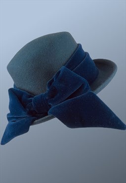 Vintage Navy Blue Felt Kangol Occasion Ascot Hat