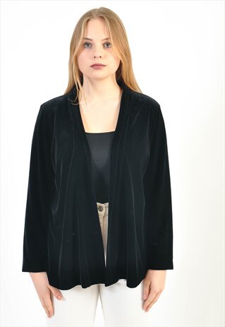VINTAGE 90'S VELVET KIMONO IN BLACK